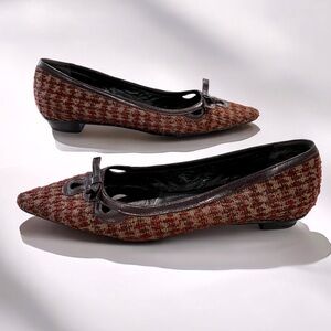 Vintage Woven Tweed Pointy Toe Flats